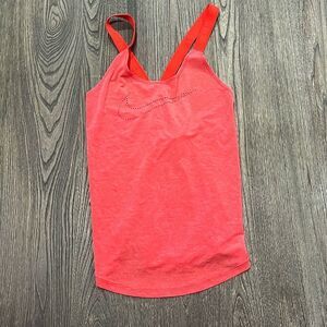 Nike Athletic Tank Top Dri Fit Crossback Keyhole Training Loose Fit Orange Small